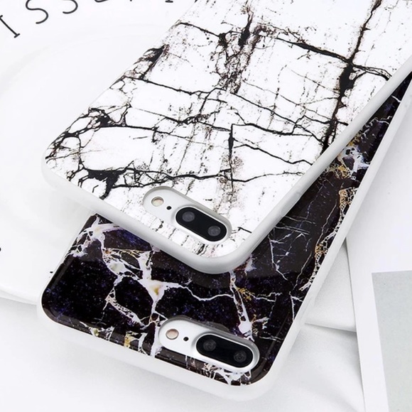 WHITE SOFT SILICONE MARBLE IPHONE 7 8 PLUS CASE - Picture 4 of 4